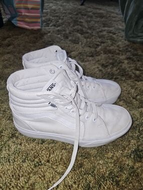 Vans White Sk8-Hi Classic High-Top Sneakers